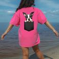 Boston Terrier Dog Puppy Dog In Pocket Cute Pet Lover Women's Comfort Colors T-Shirt Back Print Crunchberry