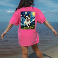 Boston Terrier Dog Starry Night Painting Women's Comfort Colors T-Shirt Back Print Crunchberry