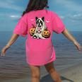 Boston Terrier Ghost Boo Halloween Costume Spooky Season Women's Comfort Colors T-Shirt Back Print Crunchberry