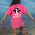 Boston Terrier Halloween Shirt Did Someone Say Treat Women's Comfort Colors T-Shirt Back Print Crunchberry