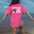 Boston Terrier Lover Coffee And Boston Terriers Women's Comfort Colors T-Shirt Back Print Crunchberry