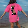 Boston Terrier Lover I Love Mom Tattoo Leopard Women's Comfort Colors T-Shirt Back Print Crunchberry