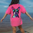 Boston Terrier Lovers Pop Art Boston Terrier Women's Comfort Colors T-Shirt Back Print Crunchberry