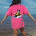 Boston Terrier Merry Christmas Tree Lights Dog X-Mas Dogs Women's Comfort Colors T-Shirt Back Print Crunchberry