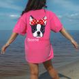 Boston Terrier Mom Bostie Women Girls Women's Comfort Colors T-Shirt Back Print Crunchberry