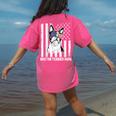 Boston Terrier Papa Cool Dog Lover USA American Flag Men Women Women's Comfort Colors T-Shirt Back Print Crunchberry