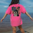Boston Terrier Patriotic 4th Of July USA American Flag Women's Comfort Colors T-Shirt Back Print Crunchberry
