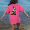 Boston Terrier Playing Guitar Boston Terrier Women's Comfort Colors T-Shirt Back Print Crunchberry