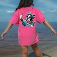 Boston Terrier Selfie Statue Of Liberty 4th Of July American Women's Comfort Colors T-Shirt Back Print Crunchberry