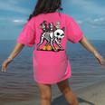 Boston Terrier Skeleton Mummy Witch Halloween Women's Comfort Colors T-Shirt Back Print Crunchberry