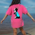 Boston Terrier Tattoos I Love Mom Women's Comfort Colors T-Shirt Back Print Crunchberry