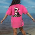 Cute Boston Terrier Dog Christmas Merry X-Mas Graphic Women's Comfort Colors T-Shirt Back Print Crunchberry