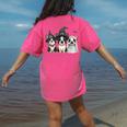 Cute Halloween Boston Terrier Dogs Witch Hat Ghost Dog For Men Women Kids Women's Comfort Colors T-Shirt Back Print Crunchberry