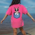 Cute Pocket Boston Terrier Lover Dog Mom Women's Comfort Colors T-Shirt Back Print Crunchberry