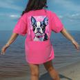 Dog Pink Boston Terrier Women's Comfort Colors T-Shirt Back Print Crunchberry