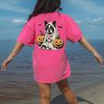 Halloween Boston Terrier Ghost Women's Comfort Colors T-Shirt Back Print Crunchberry