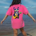 Hawaiian Boston Terrier & Pineapple Ukulele Summer Vacation Women's Comfort Colors T-Shirt Back Print Crunchberry