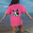 Love Is Boston Terrier Bostie Women's Comfort Colors T-Shirt Back Print Crunchberry