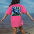 Scottish Terrier Starry Night Scotty Dog Art By Aja Women's Comfort Colors T-Shirt Back Print Crunchberry