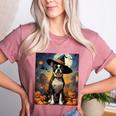 Aesthetic Halloween Boston Terrier Dog Witch Pumpkin For Men Women Kids Women's Heather T-Shirt Heather Mauve