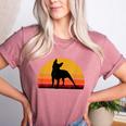 Boston Terrier Bostie Sunset Retro Dog Pet Mom Dad Women's Heather T-Shirt Heather Mauve