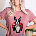 Boston Terrier Boxing Women's Heather T-Shirt Heather Mauve