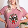 Boston Terrier Christmas Wreath Decoration Xmas Pajamas Women's Heather T-Shirt Heather Mauve