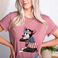 Boston Terrier Dog Merica 4th Of July Usa American Flag Men Women's Heather T-Shirt Heather Mauve
