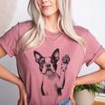 Boston Terrier Dog Raising Paw Idea Men Women Women's Heather T-Shirt Heather Mauve