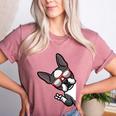 Boston Terrier Dog From Side Boston Bull Women's Heather T-Shirt Heather Mauve