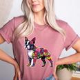 Boston Terrier Floral Dog Lover Vintage Distressed For Men Women Kids Women's Heather T-Shirt Heather Mauve