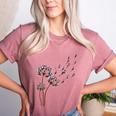 Boston Terrier Flower Fly Dandelion Dog Lover Dog Dad Women's Heather T-Shirt Heather Mauve