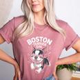 Boston Terrier Girl Cute Cartoon For Dog Owners Pet Terrier Women's Heather T-Shirt Heather Mauve