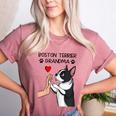Boston Terrier Grandma Mother's Day Dog Mom Women's Heather T-Shirt Heather Mauve
