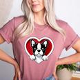 Boston Terrier Heart Cute Puppy Lover Or Dog Owner Women's Heather T-Shirt Heather Mauve