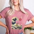 Boston Terrier Japanese Kanagawa Wave Surf Dog Women's Heather T-Shirt Heather Mauve