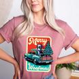 Boston Terrier Merry Christmas Tree Truck Santa Dog X-Mas Women's Heather T-Shirt Heather Mauve