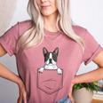 Boston Terrier In The Pocket Cute Boston Terrier Dog Lovers Men Women Girls Kids Women's Heather T-Shirt Heather Mauve