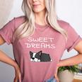 Boston Terrier Puppy Sweet Dreams Pajama For Bedtime Tank Top Women's Heather T-Shirt Heather Mauve