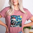 Boston Terrier Santa Starry Night Van Gogh Christmas Dog Men Women Kids Women's Heather T-Shirt Heather Mauve