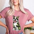 Camo Boston Terrier Pet Owner Camouflage Dog Lover Women's Heather T-Shirt Heather Mauve