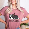 Cute Boston Terrier Boston Mama Women's Heather T-Shirt Heather Mauve
