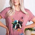 Cute Boston Terrier Puppy Dog Art Lover Unique Painting For Men Women Kids Women's Heather T-Shirt Heather Mauve