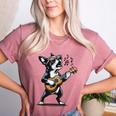 Dog Playing Guitar Singing Boston Terrier For Men Women Girls Kids Women's Heather T-Shirt Heather Mauve