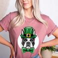 Green Boston Terrier Shamrock St Patricks Day Boston Terrier Women's Heather T-Shirt Heather Mauve