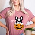 The Halloween Boston Terrier Women's Heather T-Shirt Heather Mauve