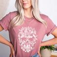 Halloween Costume Skull Boston Terrier Dog Lover Women's Heather T-Shirt Heather Mauve