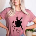 I Love My Boston Terrier Dog With Heart Women's Heather T-Shirt Heather Mauve