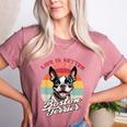 Retro Life Is Better With Boston Terrier Mom Dog Lover Women's Heather T-Shirt Heather Mauve