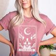 Tarot Card Vintage Crescent Moon Boston Terrier Dog Mom Women's Heather T-Shirt Heather Mauve